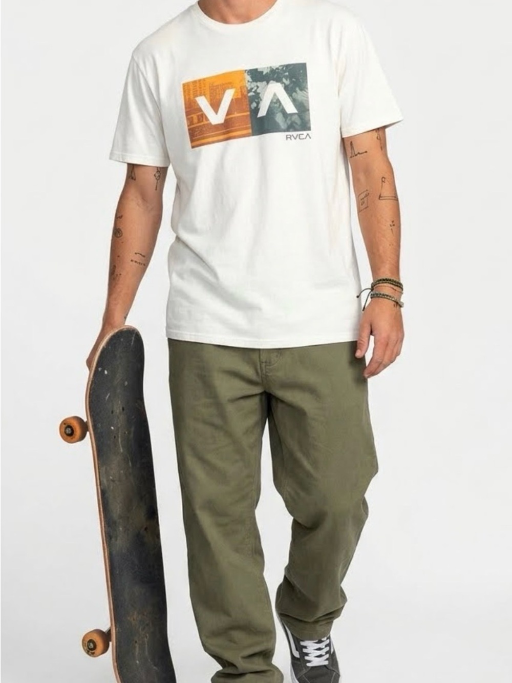 RVCA Balance Box Men's Graphic T-Shirt White Off-White Casual Skate Surf Size XL